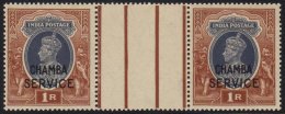 CHAMBA OFFICIAL 1940-43 1r, SG O83, NHM Horiz Gutter PAIR For More Images, Please Visit... - Otros & Sin Clasificación