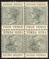 1883 4d Greyish Slate, Tete Beche Block Of Four, SG 33a, VFM For More Images, Please Visit... - Grenada (...-1974)