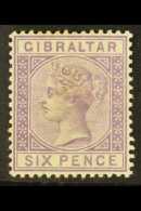 1886-87 6d Lilac, SG 13, Mint, Toned Back, Heavily Hinged For More Images, Please Visit... - Gibraltar