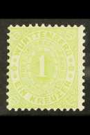 WURTTEMBERG 1874 1kr Yellow-green,Mi 43,SG 86,NHM,cracked Gum For More Images, Please Visit... - Other & Unclassified