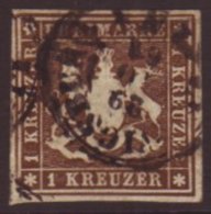 WURTT 1859 1k Brown,Mi 11,SG 21,vfu,4 Good/large Margins For More Images, Please Visit... - Andere & Zonder Classificatie