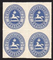 BRUNSWICK 1865 2gr Blue 'Arms', Mi 19, Block Of 4 VF NHM. For More Images, Please Visit... - Altri & Non Classificati