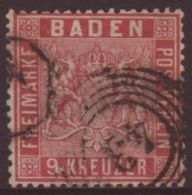 BADEN 1860-61 9k Rose, SG 19, Michel 12, Fine Used, Full Perfs For More Images, Please Visit... - Sonstige & Ohne Zuordnung