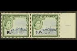 1953-59 10s Deep Blue & Myrtle-green, SG 184, NHM Horiz Pair For More Images, Please Visit... - Gambia (...-1964)