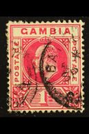 1904-06 1d Carmine With DENTED FRAME, SG 58a, VFU. For More Images, Please Visit... - Gambia (...-1964)