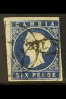 1869 6d Blue, No Wmk, SG 3a, Used 3 Margins, Faults. Cat £180 For More Images, Please Visit... - Gambia (...-1964)