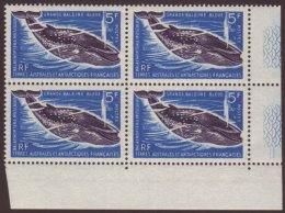 TAAF 1966 5f Whale,Yv 22,SG 26,vf NHM Corner BLOCK Of 4 For More Images, Please Visit... - Altri & Non Classificati