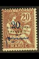 MOROCCO 1914-21 20c On 20c "ROTECTORAT" Variety,Yv 43b,SG 46a,fm For More Images, Please Visit... - Otros & Sin Clasificación