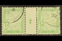 DUE 1893-1935 15c Pale Green, Yv 30, Vfu '2' MILLESIME PAIR For More Images, Please Visit... - Andere & Zonder Classificatie