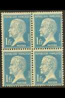 1923-26 1f Blue Pasteur,Yvert 179,SG 400b,NHM BLOCK Of 4 For More Images, Please Visit... - Sonstige & Ohne Zuordnung