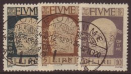 1930 3L, 5L & 10L D'Annunzio Values, Sass 124/26, VFU (3) For More Images, Please Visit... - Fiume