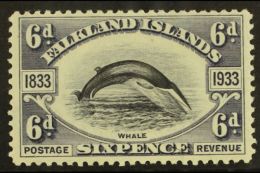 1933 6d Black And Slate Fin Whale, SG 133, Vf Mint. For More Images, Please Visit... - Falklandeilanden