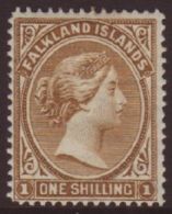 1896 1s Yellow- Brown, SG 38, Very Fine Mint For More Images, Please Visit... - Falkland Islands
