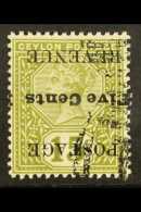 1890 5c On 15c Olive-green SURCHARGE INVERTED, SG 233a, Vfu,fresh For More Images, Please Visit... - Ceylon (...-1947)