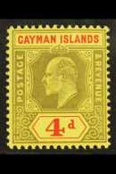 1907-09 4d Black And Red On Yellow, SG 29, Superb Mint For More Images, Please Visit... - Cayman (Isole)