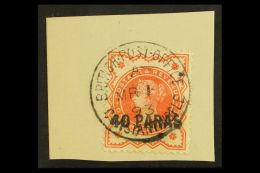 1893 40p On ½d Vermilion, SG 7, Vf Used On Piece MR 1 93 Cds. For More Images, Please Visit... - Britisch-Levant