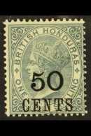 1888-91 50c On 1s Grey, SG 42, NHM. Fresh! For More Images, Please Visit... - Honduras Británica (...-1970)
