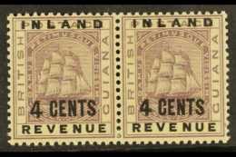 1888-89 4c Both Types As SE-TENANT PAIR,SG 178/78a,NHM,yellow Gum For More Images, Please Visit... - British Guiana (...-1966)