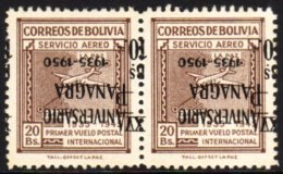 1950 10b On 20b "Panagra" INVERTED Opt,SG 491a,vf NHM PAIR,2 For More Images, Please Visit... - Bolivia