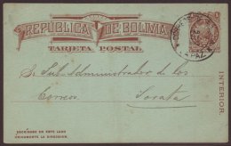 1893 Internal Mail 1c Brown PS Card, Fine Used, Nest Cds Cancel For More Images, Please Visit... - Bolivien