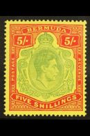 1943 5s Pale Bluish Green And Carmine Red, SG 118d, VfM For More Images, Please Visit... - Bermudas