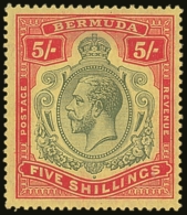 1918-22 5s Dp Green & Dp Red/yellow, Wmk MCA, SG 53 VFM For More Images, Please Visit... - Bermuda