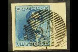 1849 20c Blue, SG 2a, FU Tied Piece By "24" Cancel, 4 Margins For More Images, Please Visit... - Otros & Sin Clasificación