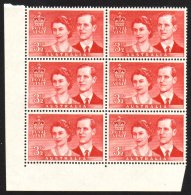 1954 3½d Royal Visit Re-entry, SG 272a, In NHM Corner Block Of 6. For More Images, Please Visit... - Andere & Zonder Classificatie