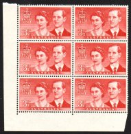 1954 3½d Royal Visit Re-entry, SG 272a, In NHM Corner Block Of 6. For More Images, Please Visit... - Sonstige & Ohne Zuordnung