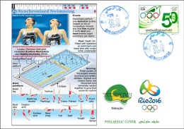 ALGERIA 2016 - Philatelic Cover Olympic Games Rio 2016 Synchronised Swimming Natation Olympische  Olímpicos Olympics - Sommer 2016: Rio De Janeiro