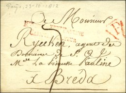 Mon DE LA Pesse PAULINE / CAISSIER PAYEUR Rouge (S N° 1960)  Sur Lettre Sans Texte Pour Bréda (1812). -... - Lettres Civiles En Franchise