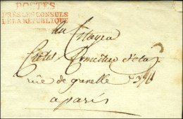 POSTES / PRES LES CONSULS / DE LA REPUBLIQUE Rouge (S. N° 1085) Sur Lettre Avec Texte Daté De Paris Le... - Cartas Civiles En Franquicia