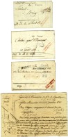 Lot De 4 Lettres Avec Griffe Conseil / Des Cinq-Cens Et Griffe Rouge BUREAU DES DEPECHES (S. N° 898) (en... - Cartas Civiles En Franquicia