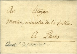 CONSEIL DES ANCIENS Bleu (S. N° 887) Sur Lettre Avec Texte Non Daté Adressée En Franchise Au... - Cartas Civiles En Franquicia