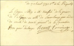 Document De La Prison De L'Abbaye Signé Du Concierge Benoit Daté Du 17 Août 1793. - TB. - R. - Civil Frank Covers