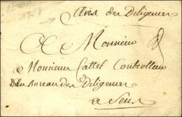 '' Avis De Diligence '' Sur Lettre Avec Texte Daté De Paris 1758. - TB. - Lettres Civiles En Franchise