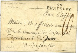 67 / BENFELDS Sur Lettre Avec Texte De L'Armée Du Rhin Daté Au Cantonnement De Chesnau. An 3. - TB /... - Army Postmarks (before 1900)