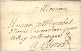 Lettre Avec Paraphe De Franchise Et Texte Daté '' Au Camp De Ville Sur Haine '' Pour Le Maréchal... - Sellos De La Armada (antes De 1900)