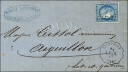 N° 60 Obl Ambulant CONV. STAT. ASTAFFORT / T. AGEN (45) Sur Lettre Pour Aiguillon. 1872. - TB / SUP. - Correo Ferroviario