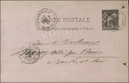 CONV. STAT. AZAY-LE-RIDEAU / SABL.T / INDRE-ET-LOIRE Sur Entier 10c (Cote : 450). 1879. - TB. - Poste Ferroviaire