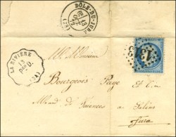 GC 1313 / N° 60 CONV. STAT. LA RIVIERE / Per D. / (24) Sur Lettre Pour Salins. 1872. - SUP. - Correo Ferroviario