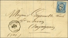 GC 1349 / N° 60 CONV. STAT. AUBAGNE / MENT. M. (12) Sur Lettre Pour Draguignan. 1872. - SUP. - Poste Ferroviaire