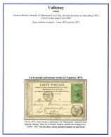 GC 4083 / N° 20 (2) Càd T 23 VALLENAY (17) Sur Carte Précurseur Locale. 1873. 2 Pièces... - 1849-1876: Période Classique