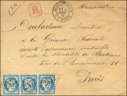 GC 2472 / N° 60 (bande De 3) Càd T 18 MONTIÉNENDER / HTE-MARNE Sur Lettre Recommandée.... - 1849-1876: Periodo Clásico