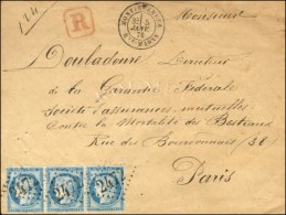 GC 2472 / N° 60 (bande De 3) Càd T 18 MONTIÉNENDER / HTE-MARNE Sur Lettre Recommandée.... - 1849-1876: Classic Period