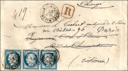 Càd MARSEILLE / CHARGEMENTS / N° 60 Bande De 3 Sur Lettre Recommandée. 1876. - TB. - 1849-1876: Période Classique