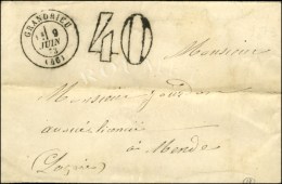 Càd T 17 GRANDRIEU (46) (bureau Rare) Taxe 40 DT Sur Lettre Pour Mende. 1873. - SUP. - 1859-1959 Cartas & Documentos