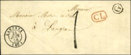 Càd T 15 LANGRES (50) Taxe Tampon 1, CL Rouge B. RUR. G Courcelles En Montagne Sur Lettre Locale Avec Texte... - 1859-1959 Lettres & Documents