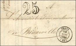 Càd T 14 THANN (66) + Taxe 25 DT. 1850. - SUP. - 1859-1959 Lettres & Documents