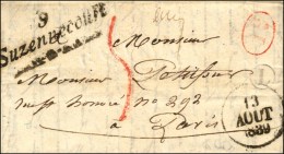 9 / Suzennecourt + B. Rur L 'Biernes', Décime Rural Rouge Et Taxe Tampon 5 Rouge. 1839. - SUP. - 1859-1959 Briefe & Dokumente